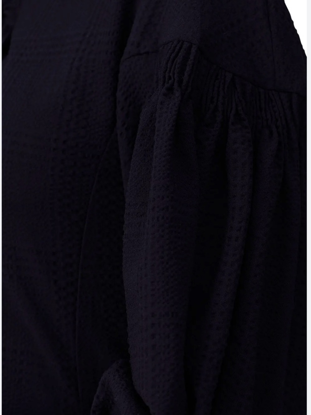Teija 100% Silk Navy Balloon-Sleeve Tie-Neck Blouse - Picture 6 of 7